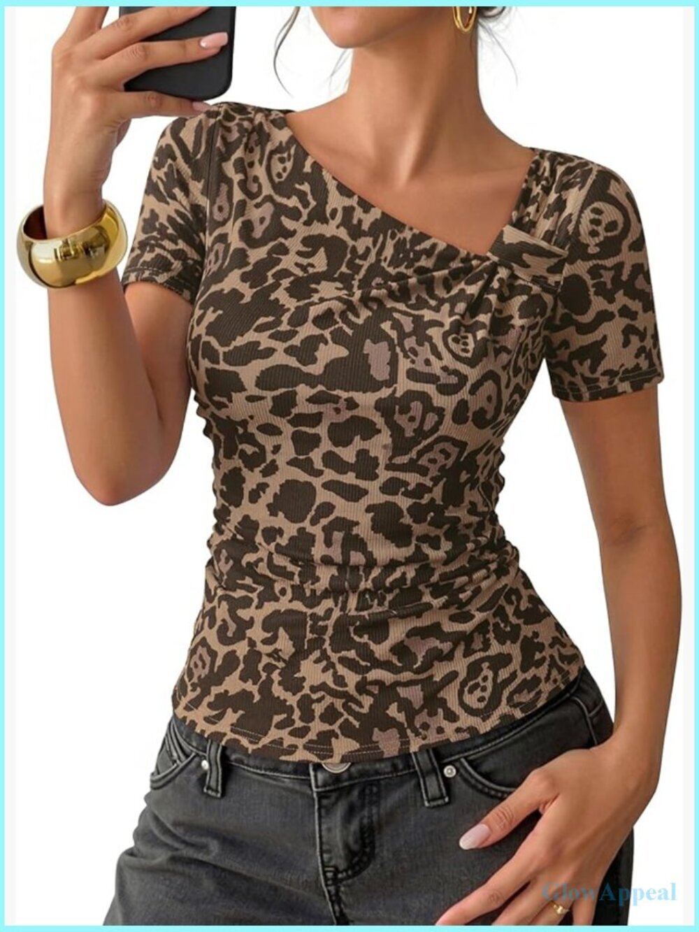 Asymmetrical Short Sleeve Ruched Slim Fit Going Out Top